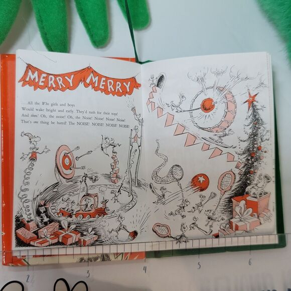 VTG Dr Seuss The GRINCH Plush 1997 Macys Christmas Stuffed Animal Large Book - Picture 6 of 14